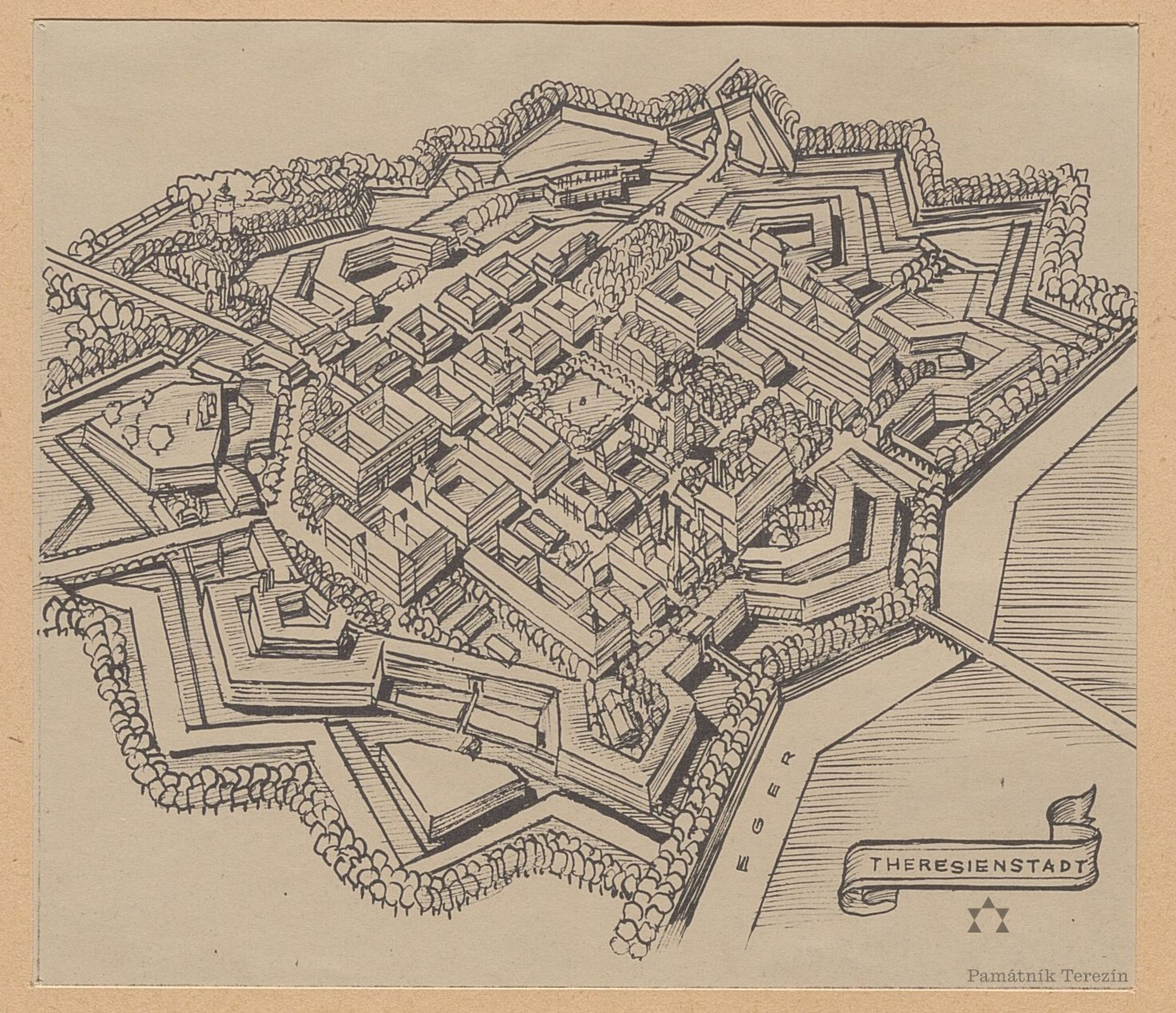 Bedřich Fritta: Map of Terezín, Terezín; Terezín Memorial, PT 5028